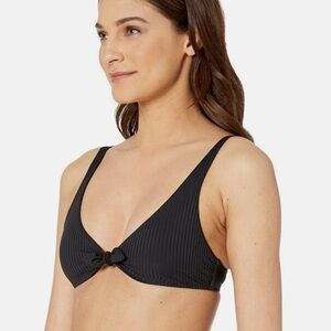 Vitamin A Black Ribbed Knotted Triangle Bikini Top